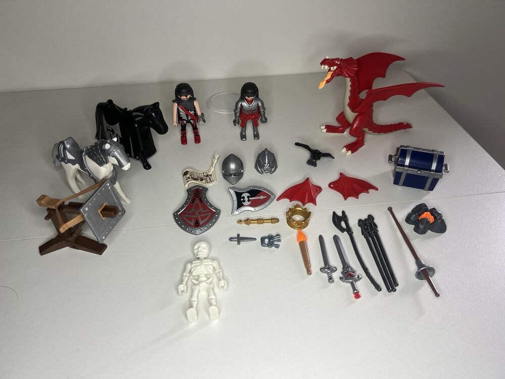 Rare Playmobil 4160 - Dragon Land Knight Castle Swords Christmas 2010 Parts Lot